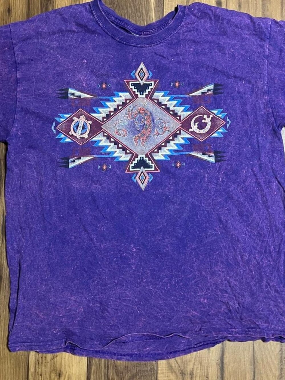 Vintage Aztec Print Tie Dye T Shirt Mens Size XL 2000s Tribal Graphic Tee